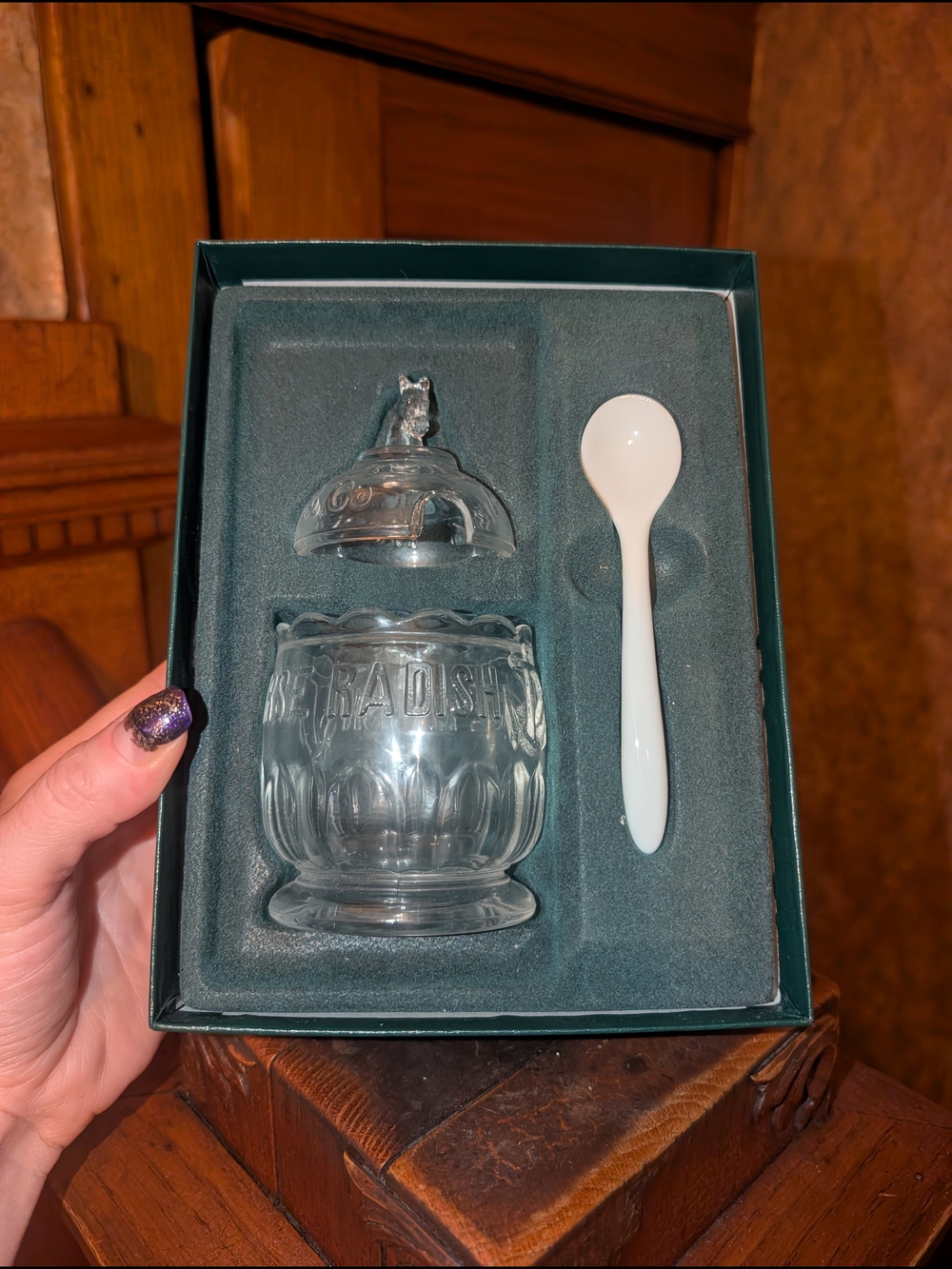 Vintage Anchor Pickle &  Vinegar Works Collectible Horseradish Jar Spoon Horse